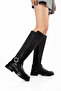 Fabric Knee-High Boots with Buckle Detail D111 - 5