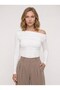 Women's Off-The-Shoulder Gathered Blouse White - 4