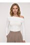 Women's Off-The-Shoulder Gathered Blouse White - 8