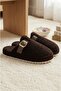 Koza Model Buckle Towel Women's House Slippers - Warm and Fluffy Slippers with Noiseless Soles
