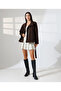 Women's Brown Belted Double-Breasted Double-Button Lined Cashmere Short Coat - 2