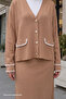 Camel Knitwear Set with Stitching Detail Skirt - 2