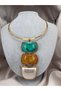 Women's Gold Plated Natural Stone Look Geometric Choker Necklace Modern Stylish Collar Necklace