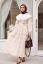 Cape Collar Lace Detailed Dress - Beige