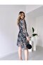 Women's Patterned Double Breasted Neckline Chiffon Dress - 2