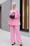 Piliseli High Collar Buttoned Crepe Suit - Pink - 5