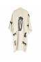 Muslin Stone Print Tiger Bathrobe with Flat Collar - 4