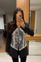 Women's Black Lace Detailed Blazer Jacket – Double-Breasted Design, Lined, Stylish and Modern Design Jacket 7869 - 8