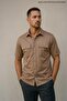 Men's Trend Mercerized Double Pocket Brown Polo Collar T-Shirt - 2