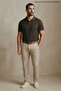 Men's Imported Textured Premium Fabric Basic Dark Brown Polo Collar T-Shirt - 2