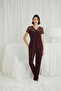Short Sleeve and Lace V-Neck Pajama Set - 4