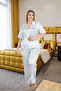 Plus size chic design blue striped button-down short sleeve luxury satin pajama set - 2