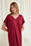 Lace Collar Short Sleeve Viscose Nightgown - 4