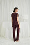 Short Sleeve and Lace V-Neck Pajama Set - 6