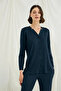 Long Sleeve Button down V Neck Pajama Set - 5