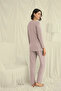 Long Sleeve Button down V Neck Pajama Set - 6