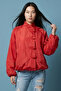 Nolva Comfortable Fit Ornate Buttoned (Chinese Buttoned) Nylon Women's Jacket & Women's Coat & Trench Coat - Red - 3
