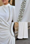 Women's Stone Embellished Draped Plus Size Hijab Evening Dress - 4