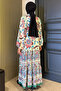 Women's Front Button Detailed Patterned Hijab Dress - 4