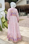 Patterned Summer Hijab Dress with Elasticated Sleeves and Front Button Detail - 4