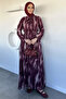 Patterned Chiffon Hijab Dress with Elastic Waist - 2
