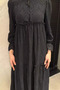Women's Front Tie Ruffled Scalloped Hijab Dress - 3
