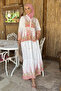 Patterned Summer Hijab Dress with Elasticated Sleeves and Front Button Detail - 4