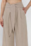 Women's Linen Trousers with Belt and Zipper - 4
