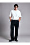 Black Relax Fit Men's Pleated Trousers
