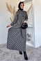Gülseli Plaid Patterned Waist Tie Hijab Dress - 5