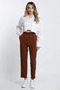 Slim Fit Fabric Trousers with Elastic Waist - 5