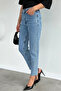 Women's Stone Detailed Jean Denim Trousers - 3