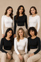 Women's 6-Piece Crew Neck Long Sleeve Cotton Flexible Basic T-Shirt 3 Black-3 White