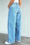 Women's Washed High Waist Modern Style Palazzo Jean Denim Pants - 4