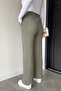 Women's Elastic Waist High Waist Self Patterned Pants - 3