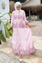 Patterned Summer Hijab Dress with Elasticated Sleeves and Front Button Detail - 5