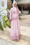 Patterned Summer Hijab Dress with Elasticated Sleeves and Front Button Detail - 3