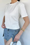 Women's Crew Neck T-Shirt with Side Drawstring Detail - 3