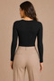 Women's 5-Pack Crew Neck Long Sleeve Cotton Flexible Basic T-Shirt Black - 4
