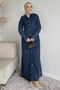 Front Buttoned Hijab Jean Denim Dress - 3
