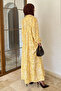 Patterned Summer Hijab Dress with Elasticated Sleeves and Front Button Detail - 4