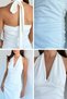 Women's Halter Neck Evening Dress with Side Ruching Detail and Slit - 2