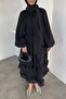 Neck Tie Detail, Elastic Sleeves, Ruffled Hijab Dress - 4