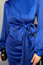 Draped Hijab Satin Evening Dress with Side Tie Detail - 3