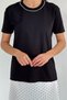 Women's T-Shirt with Stone Detail on the Collar - 3
