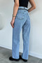 Women's High Waist Palazzo Jean Pants with Scarf Accessory - 4