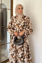 Patterned Summer Hijab Dress with Elasticated Sleeves and Front Button Detail - 2