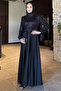 Sleeve Tie-Down, Sequin and Stone Embellished, Satin Kiloş Evening Dress - 2