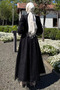 Women's Tulle Sequin Bead Embroidered Hijab Evening Dress - 4