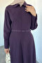 Polo Collar Front Zipper Belt Accessory Hijab Dress - 3